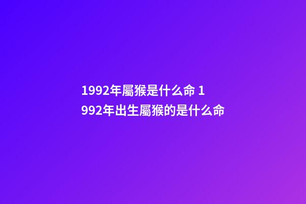 1992年屬猴是什么命 1992年出生屬猴的是什么命-第1張-觀點-玄機派